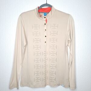 GGBLUE Tech Liz Studded Space Dye Quick Dry Long Sleeve Top, Size Medium